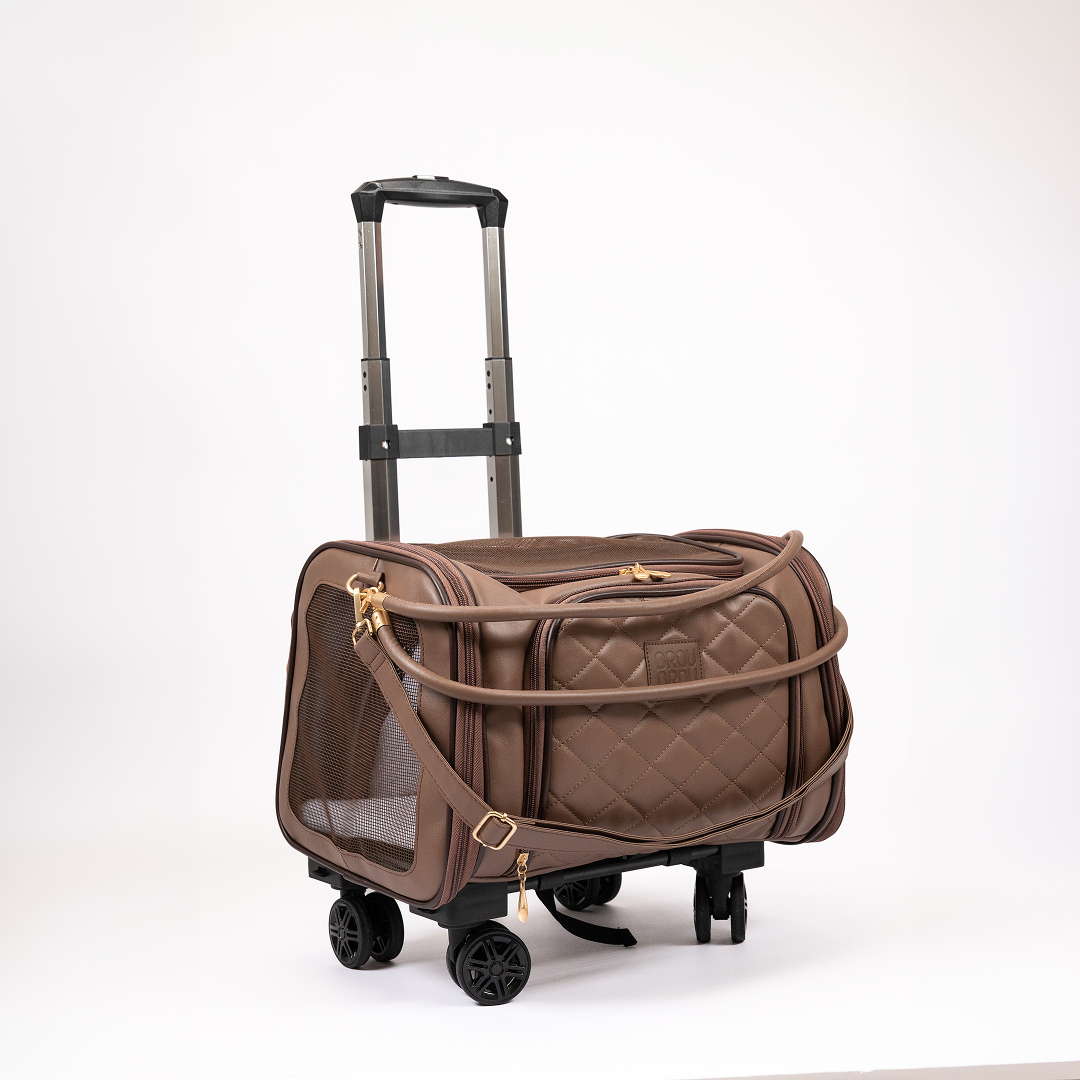 Geantă de Transport Extensibilă cu Roți pentru Câini și Pisici - Flight Carrier Bag Brown