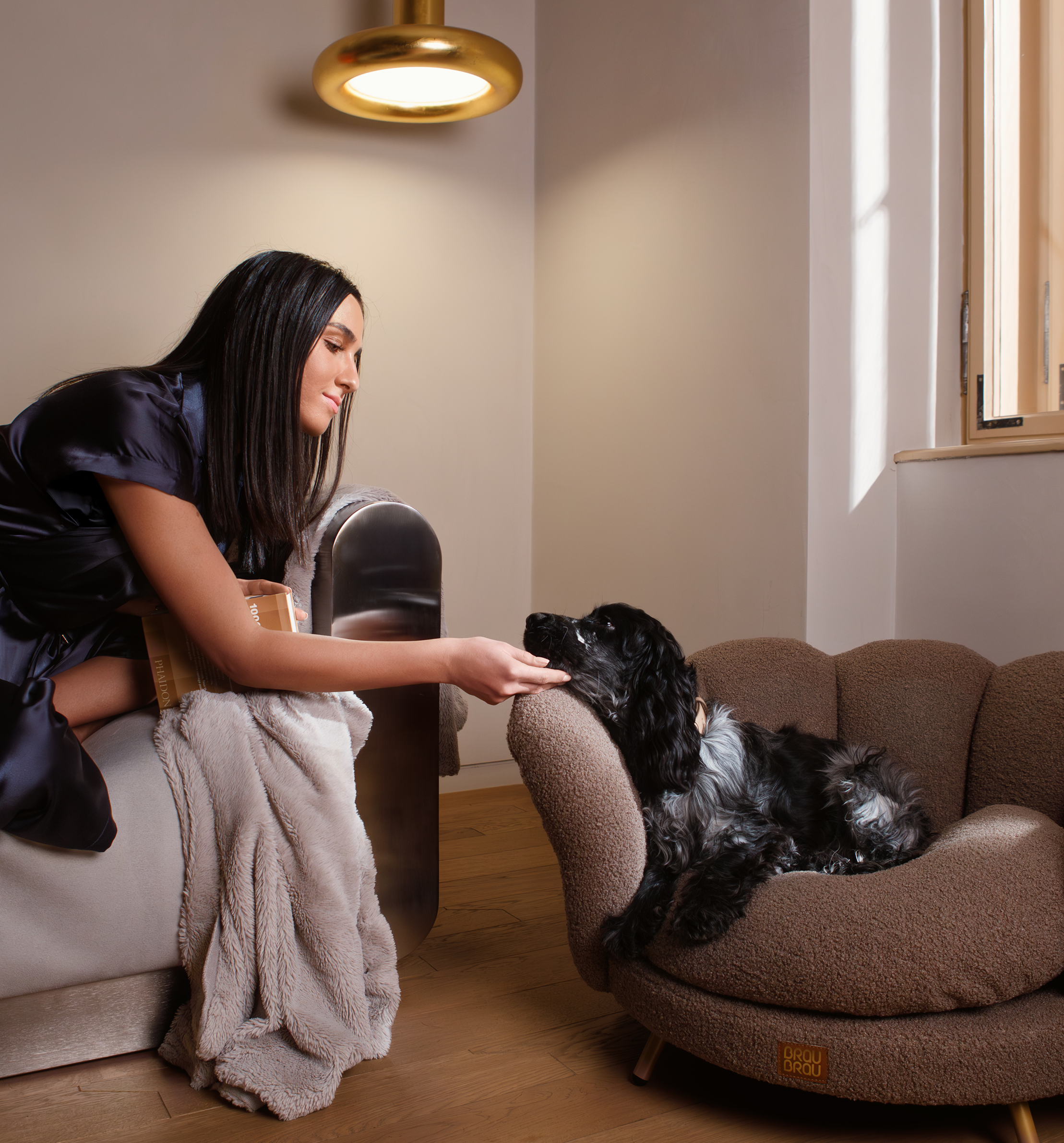 Canapea Maro - Cappucino Flower BRAUBRAU(Câini și Pisici)