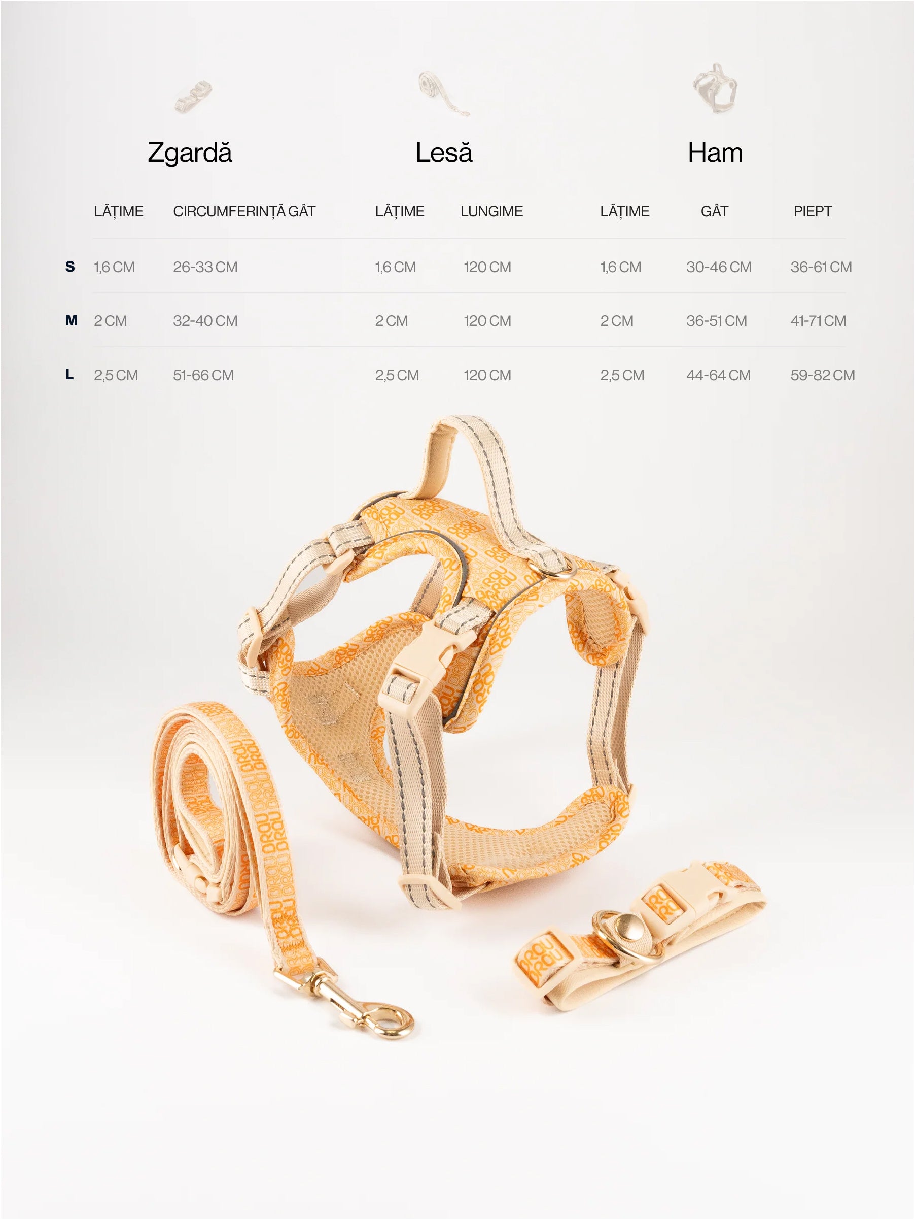 Signature Walk Set Orange (3 Bucăți) - Lesă, Zgardă, Ham Reglabile pentru câini