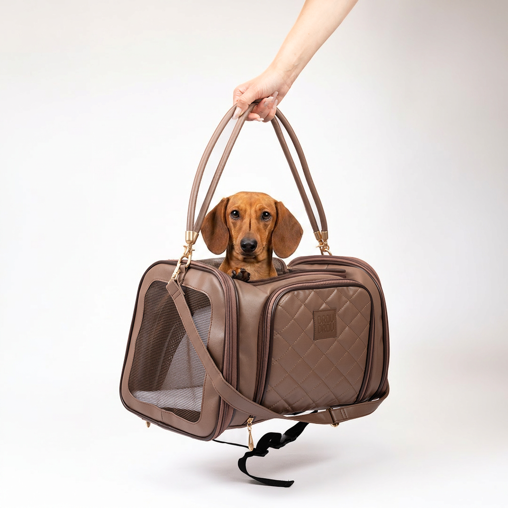 Geantă de Transport Extensibilă cu Roți pentru Câini și Pisici -  Flight Carrier Bag Brown