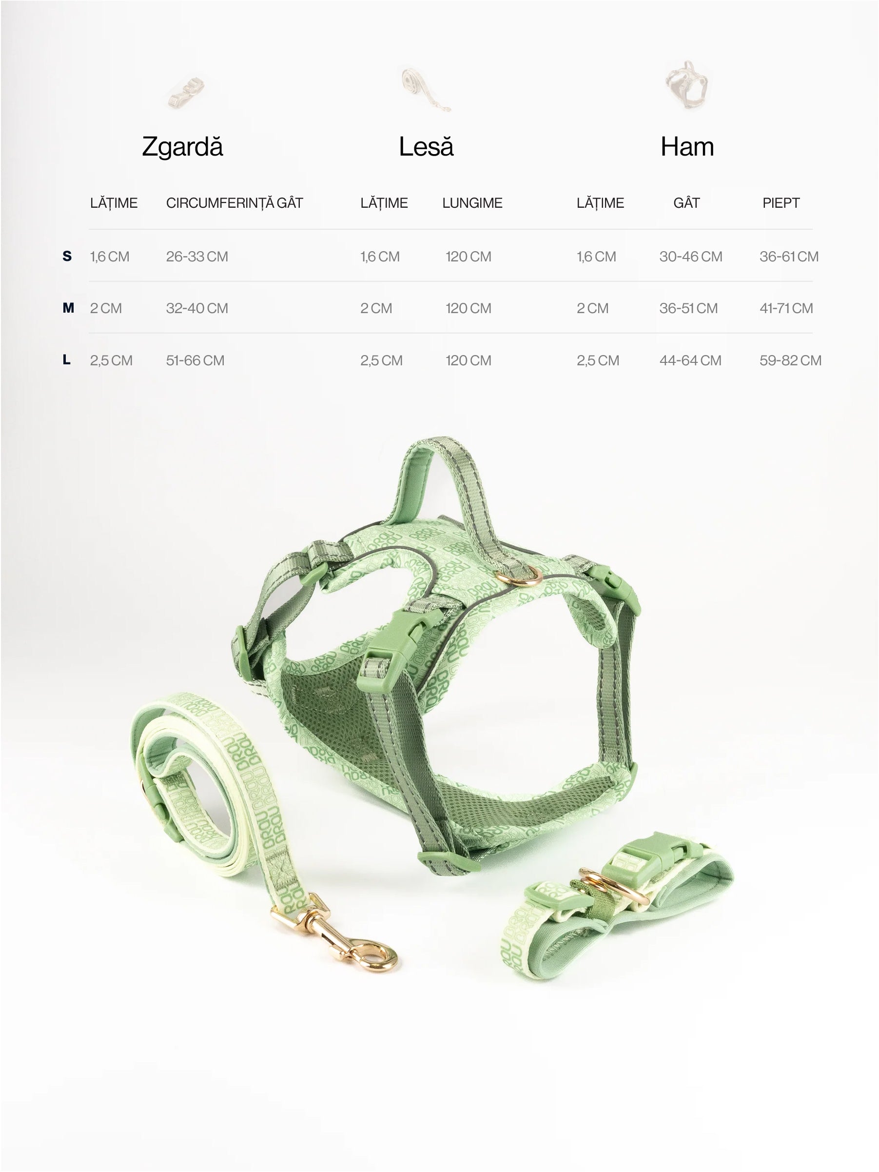 Signature Walk Set Verde (3 Bucăți) - Lesă, Zgardă, Ham Reglabile pentru câini