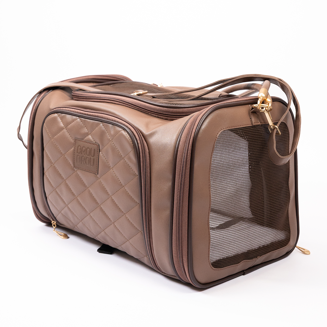 Geantă de Transport Extensibilă cu Roți pentru Câini și Pisici -  Flight Carrier Bag Brown